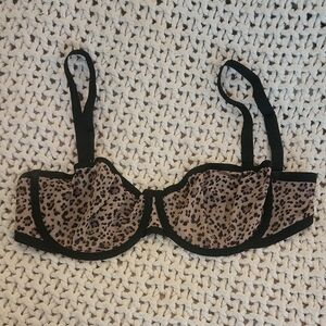 CUUP Leopard Print Underwire Balconette Bra 36D